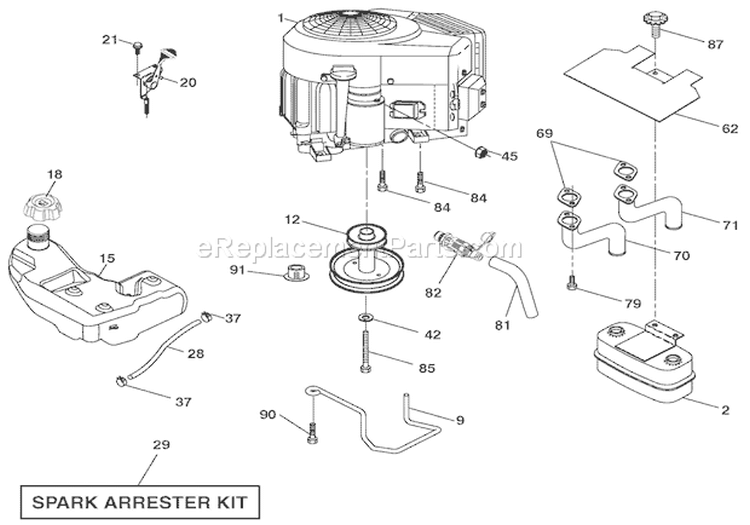 Engine Diagram and Parts List for 000101 Ariens Lawn Tractor