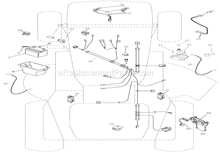 Electrical Diagram and Parts List for 000101 Ariens Lawn Tractor