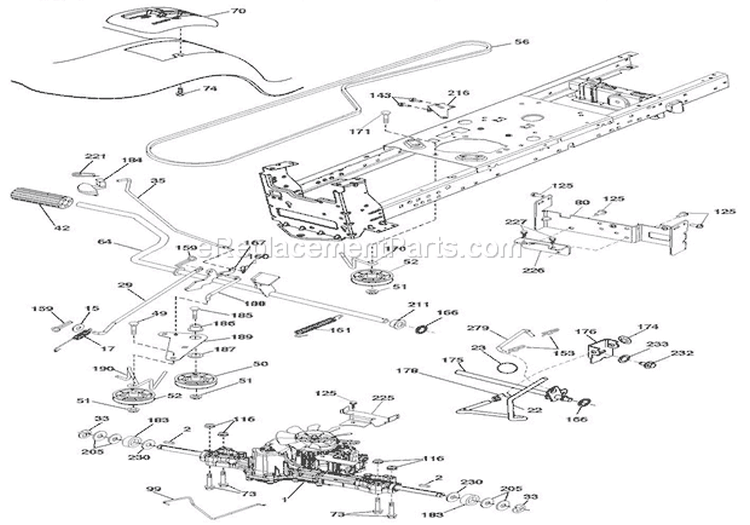 Drive Diagram and Parts List for 000101 Ariens Lawn Tractor