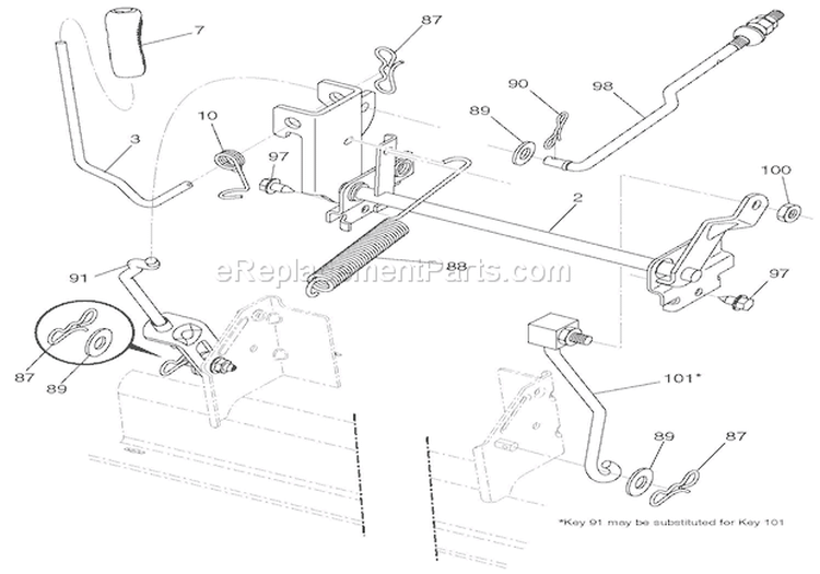Mower Lift Diagram and Parts List for 000101 Ariens Lawn Tractor
