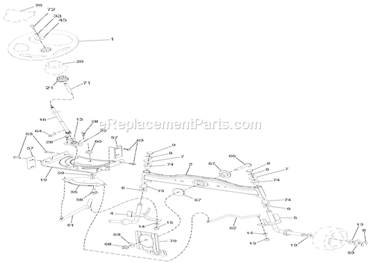 Steering Diagram and Parts List for 000101 Ariens Lawn Tractor
