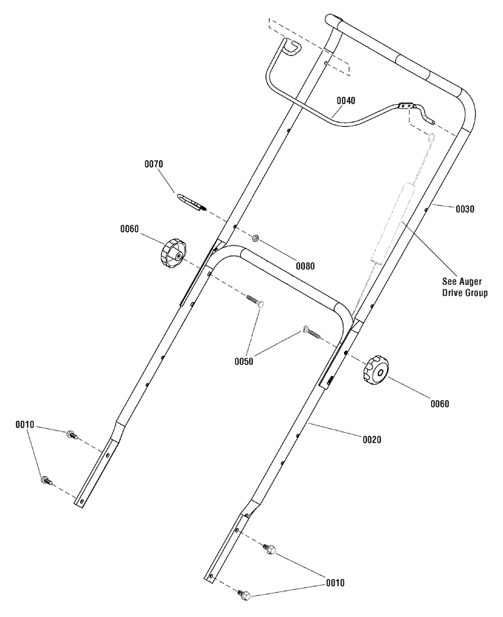 Handles & Controls Group - Manual Diagram and Parts List for (1696306-00)(2012) Ariens Snow Blower