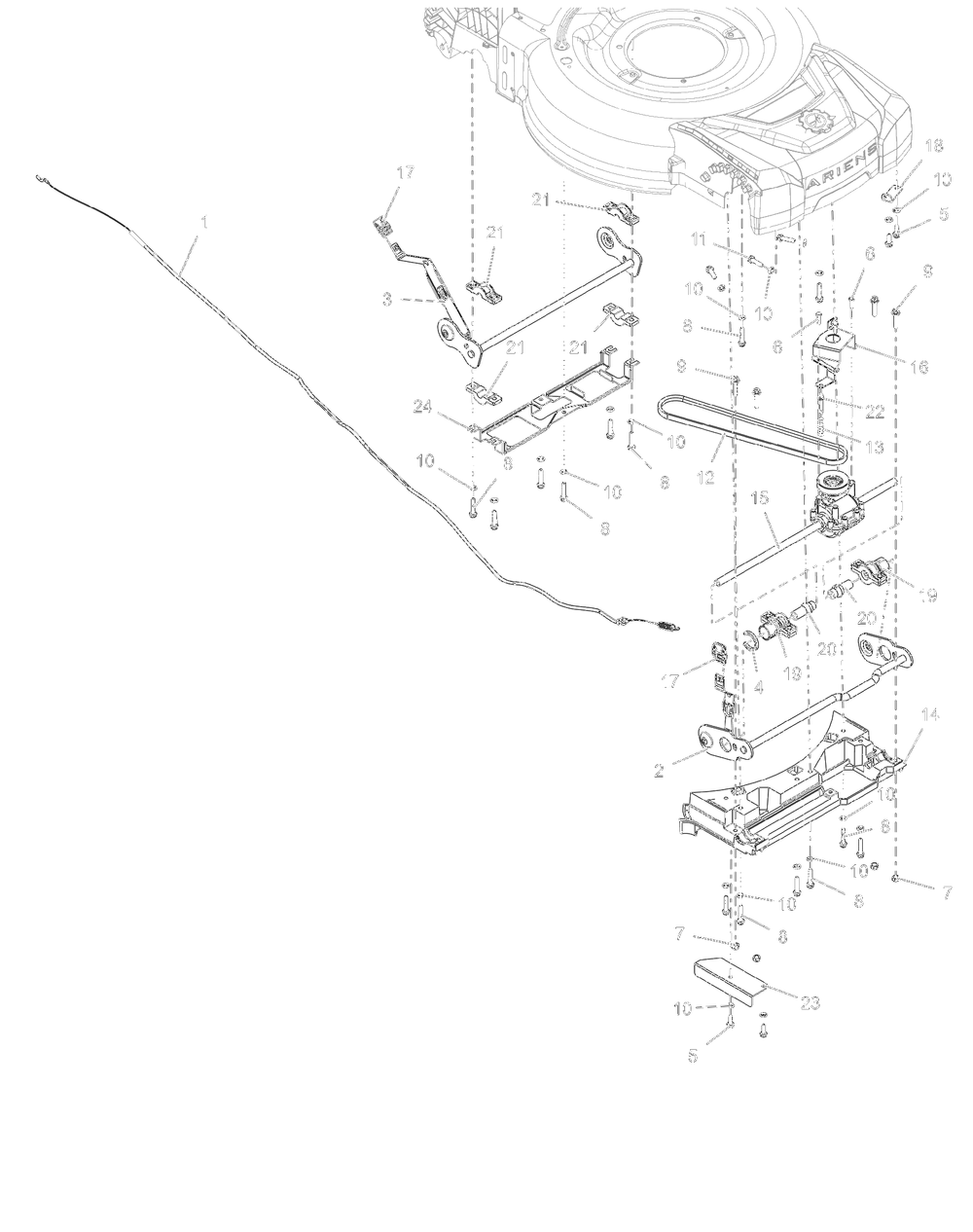 Axles And Transmission Diagram and Parts List for 032000 + Ariens Lawn Mower