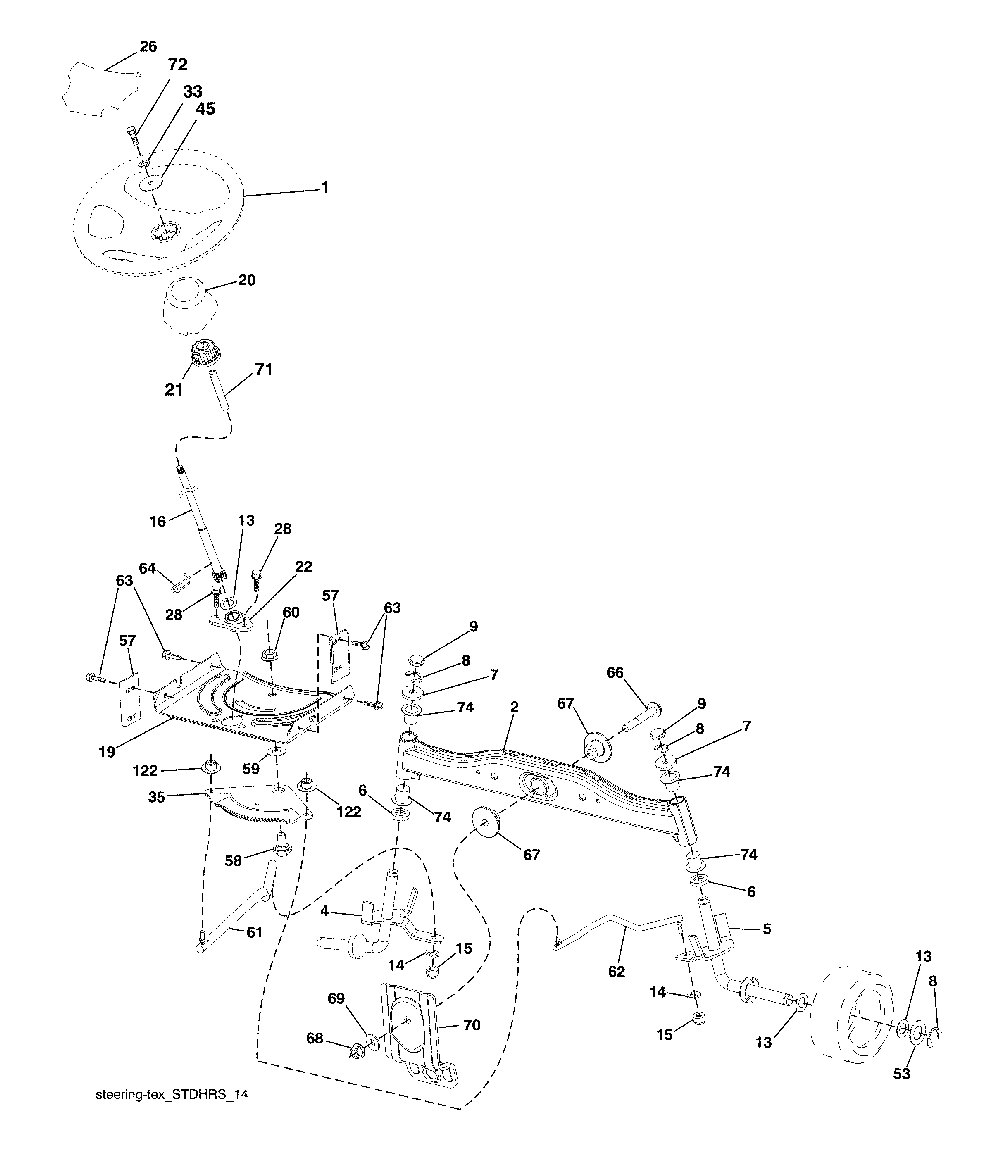 Steering assembly Diagram and Parts List for  Ariens Lawn Tractor