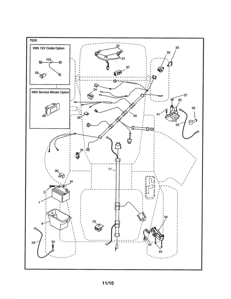 Electrical Diagram and Parts List for  Ariens Lawn Tractor