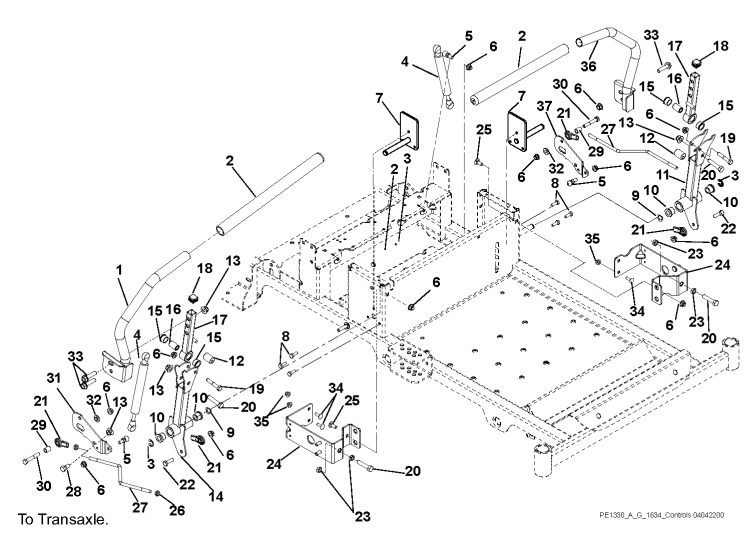 Steering Controls Diagram and Parts List for 000101-009999 Ariens Lawn Tractor