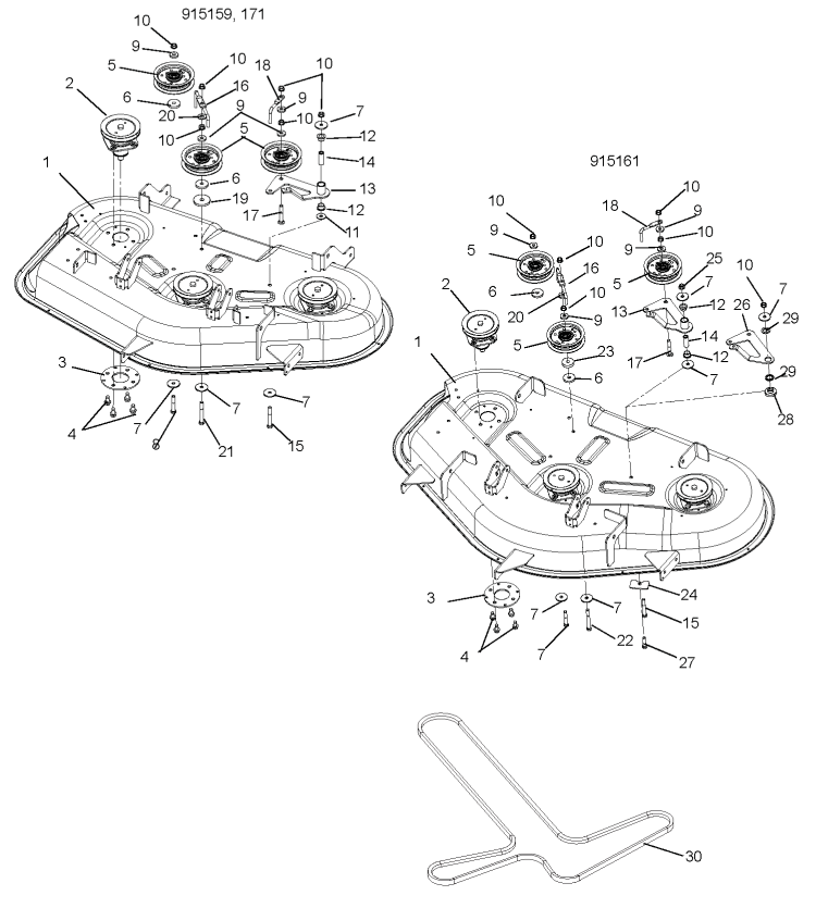 Mower Deck Belt And Idlers 2 Diagram and Parts List for 000101-009999 Ariens Lawn Tractor