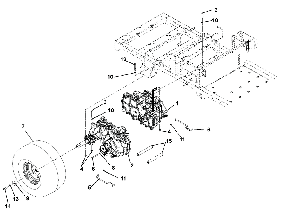 Transaxle Dump Valves And Rear Wheels Diagram and Parts List for 010000 - Ariens Lawn Tractor
