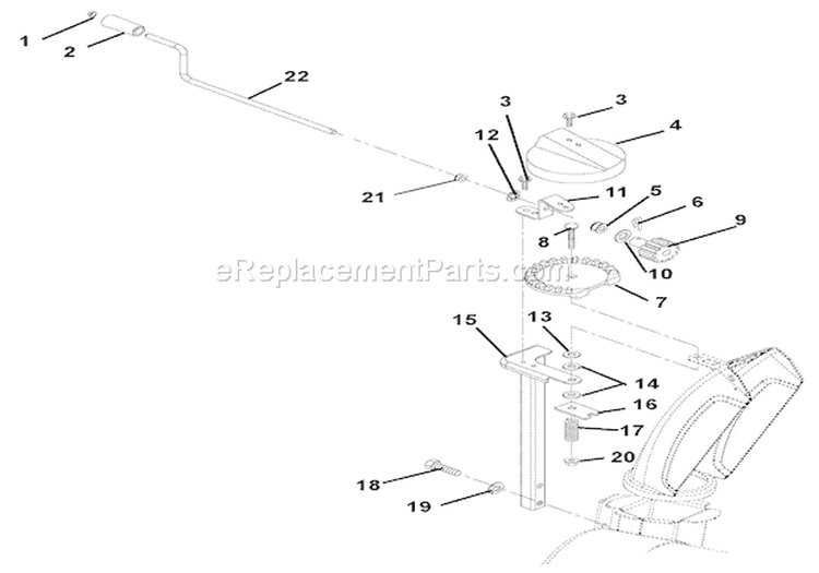 Discharge Chute Crank Diagram and Parts List for 000101 Ariens Snow Blower
