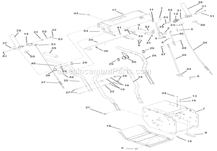 Handlebars And Controls Diagram and Parts List for 000101 Ariens Snow Blower
