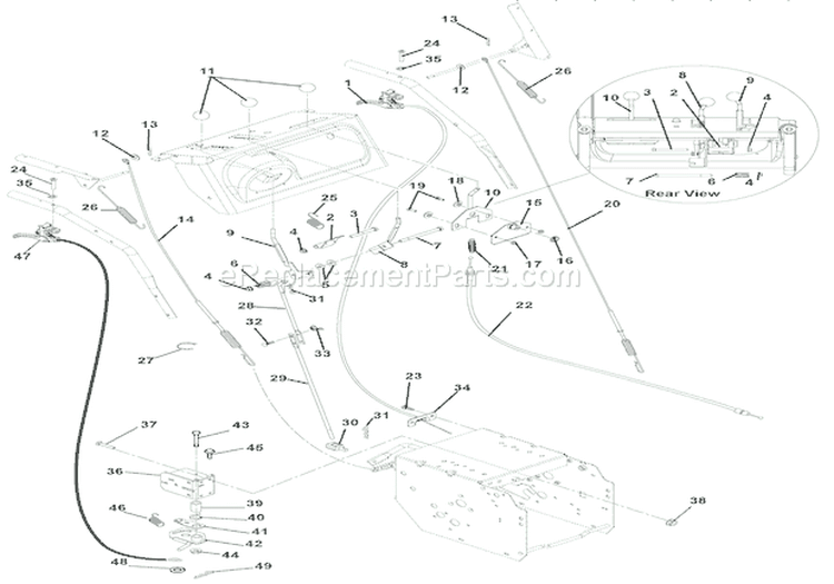 Cables And Controls Diagram and Parts List for 000101 Ariens Snow Blower