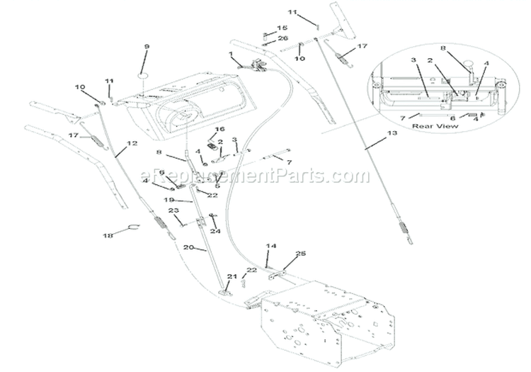 Cables And Controls Diagram and Parts List for 000101 Ariens Snow Blower