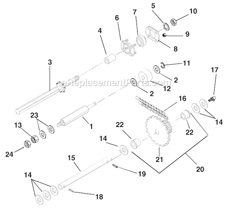 Reduction Drive Diagram and Parts List for 000101 Ariens Snow Blower
