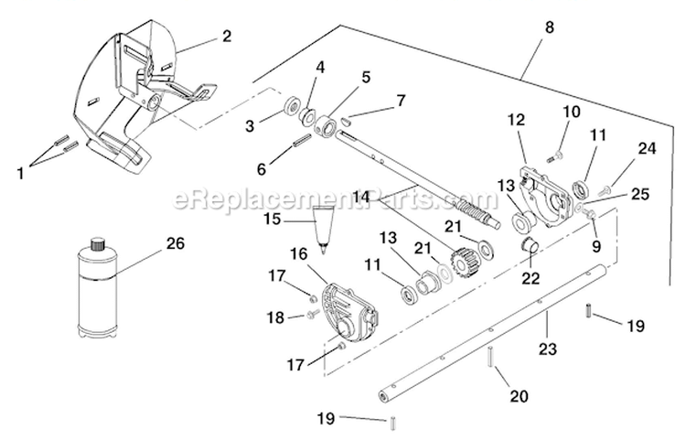 Gear Case - Aluminum Diagram and Parts List for 000101 Ariens Snow Blower