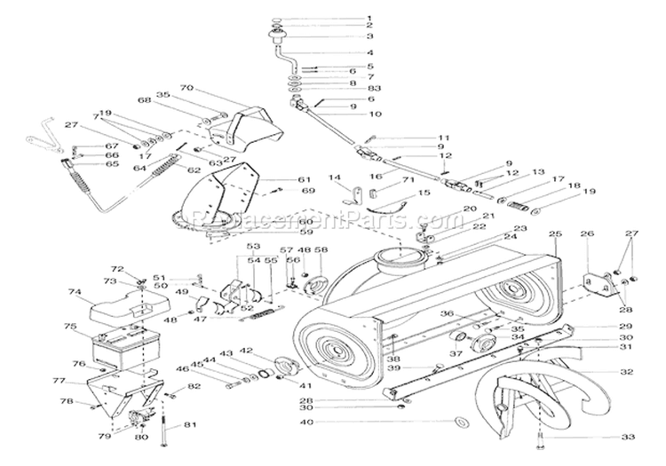 Auger And Impeller Diagram and Parts List for 000101 Ariens Snow Blower