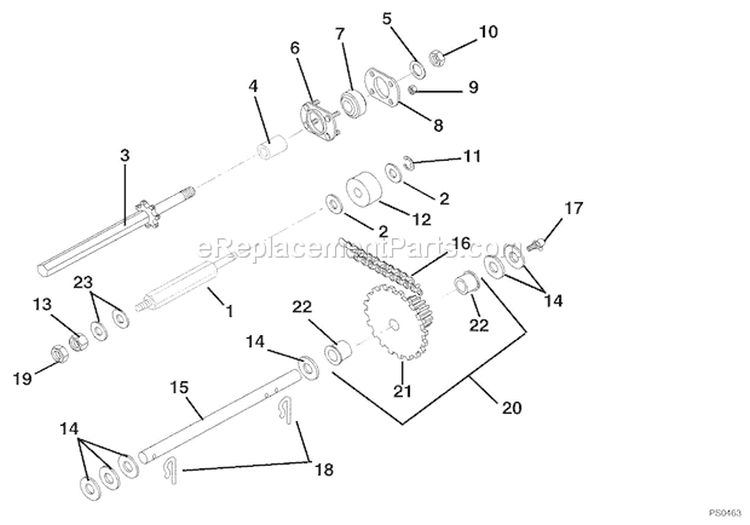 Reduction Drive Diagram and Parts List for 000101 Ariens Snow Blower