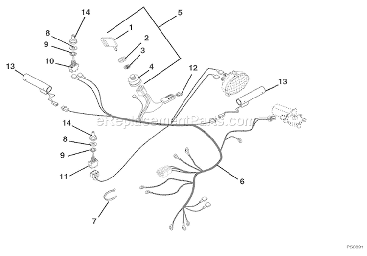 Electrical Diagram and Parts List for 000101 Ariens Snow Blower