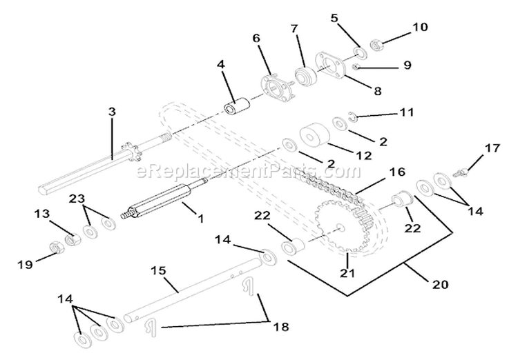 Reduction Drive Diagram and Parts List for 000101 Ariens Snow Blower
