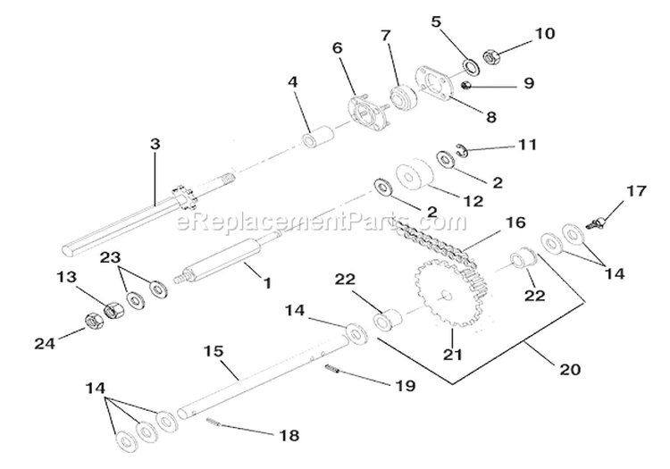 Reduction Drive Diagram and Parts List for 000101 Ariens Snow Blower