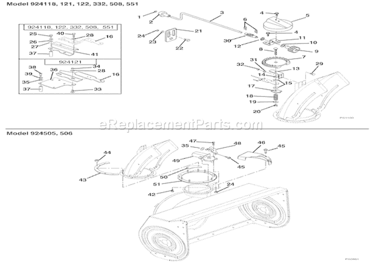 Discharge Chute - Manual And Electric Diagram and Parts List for 000101 Ariens Snow Blower