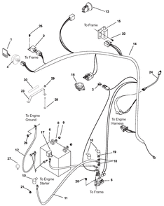 Electrical System Diagram and Parts List for 010000 - Ariens Lawn Tractor