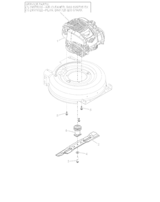 Engine And Blade Diagram and Parts List for 025000 + Ariens Lawn Mower