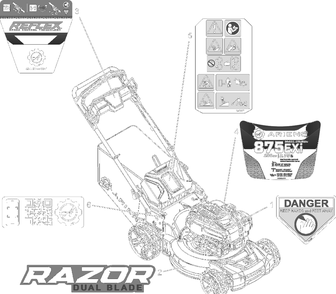 Decals Diagram and Parts List for 000101 - 007499 Ariens Lawn Mower