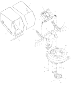 Mower Deck And Bag Diagram and Parts List for 000101 - 007499 Ariens Lawn Mower