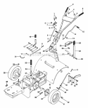 Controls And Wheels Diagram and Parts List for 000101 Ariens Tiller