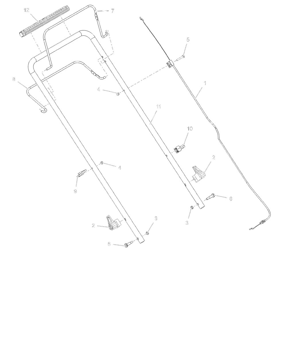 Handlebar And Operator Presence Cable Diagram and Parts List for 032000 + Ariens Lawn Mower