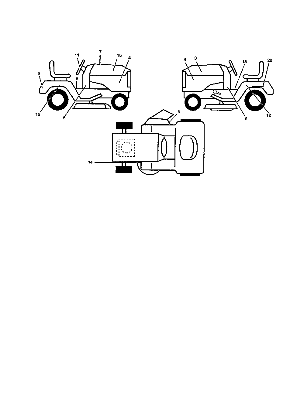 Decals Diagram and Parts List for 96046000100 Ariens Lawn Tractor