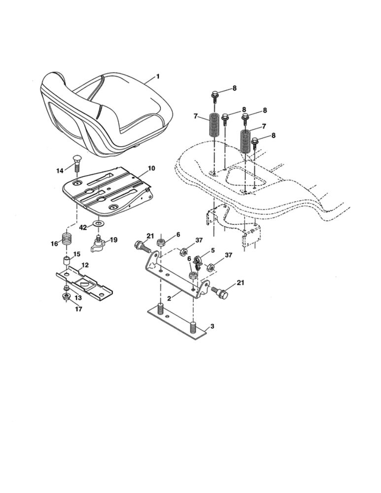 Seat Diagram and Parts List for  Ariens Lawn Tractor
