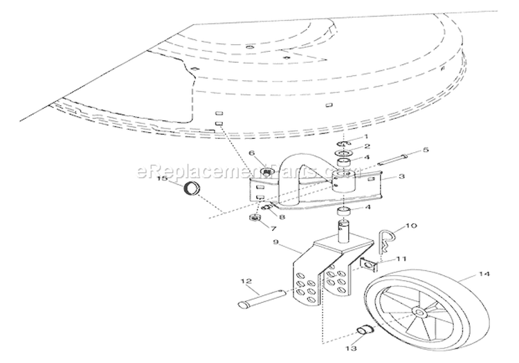 Swivel Wheels And Brackets Diagram and Parts List for 000101 Ariens Lawn Mower