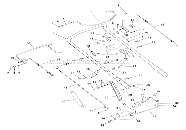 Handlebar And Controls Diagram and Parts List for 000101 Ariens Lawn Mower