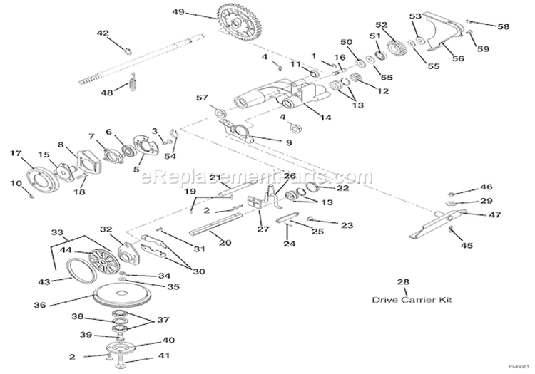 Friction Wheel And Drive Diagram and Parts List for 000101 Ariens Lawn Mower