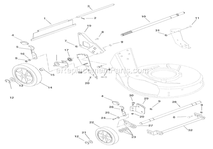 Wheels And Adjusters Diagram and Parts List for 000101 Ariens Lawn Mower