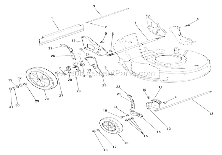 Wheels And Adjusters Diagram and Parts List for 000101 Ariens Lawn Mower