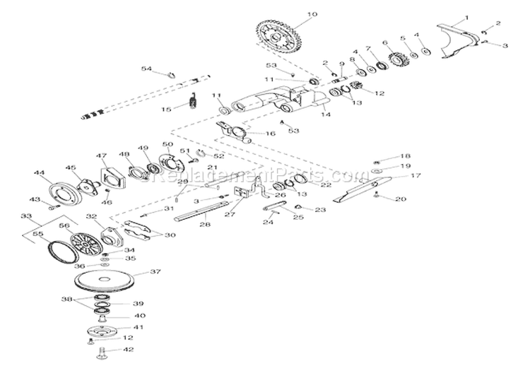 Friction Wheel Drive Diagram and Parts List for 010001 Ariens Lawn Mower