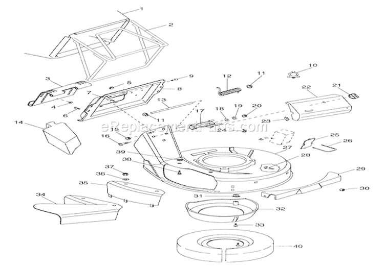 Mower Pan And Bag Diagram and Parts List for 010001 Ariens Lawn Mower