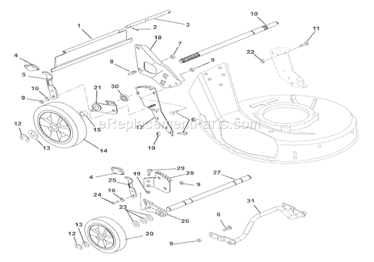 Page F Diagram and Parts List for 000101 Ariens Lawn Mower