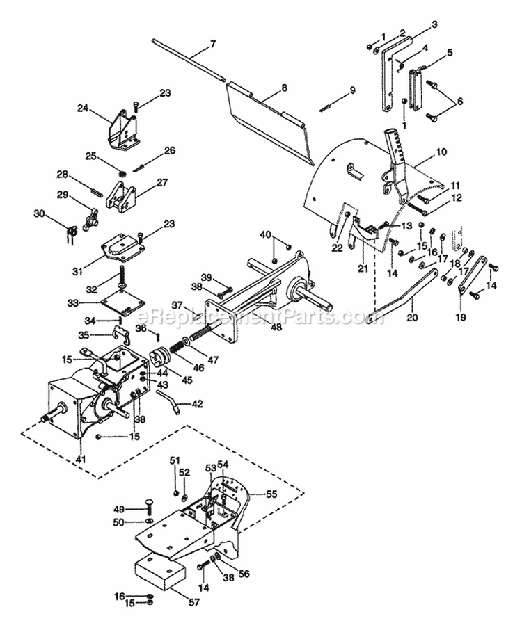 Frame And Transmission Diagram and Parts List for 000101 Ariens Tiller