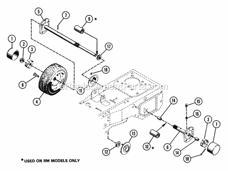Rear Axle Diagram and Parts List for 004501 Ariens Lawn Tractor