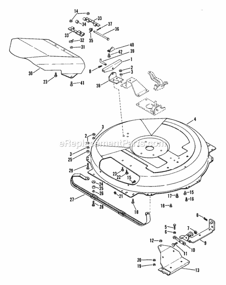 Mower Pan Diagram and Parts List for 000101 Ariens Lawn Tractor