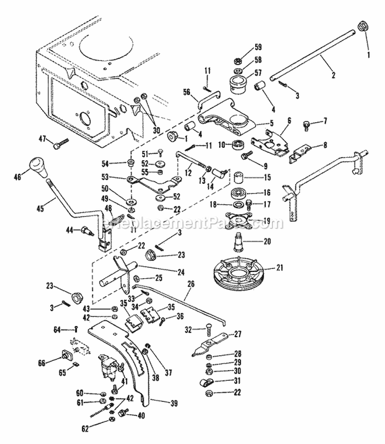 Speed Selector Diagram and Parts List for 000101 Ariens Lawn Tractor