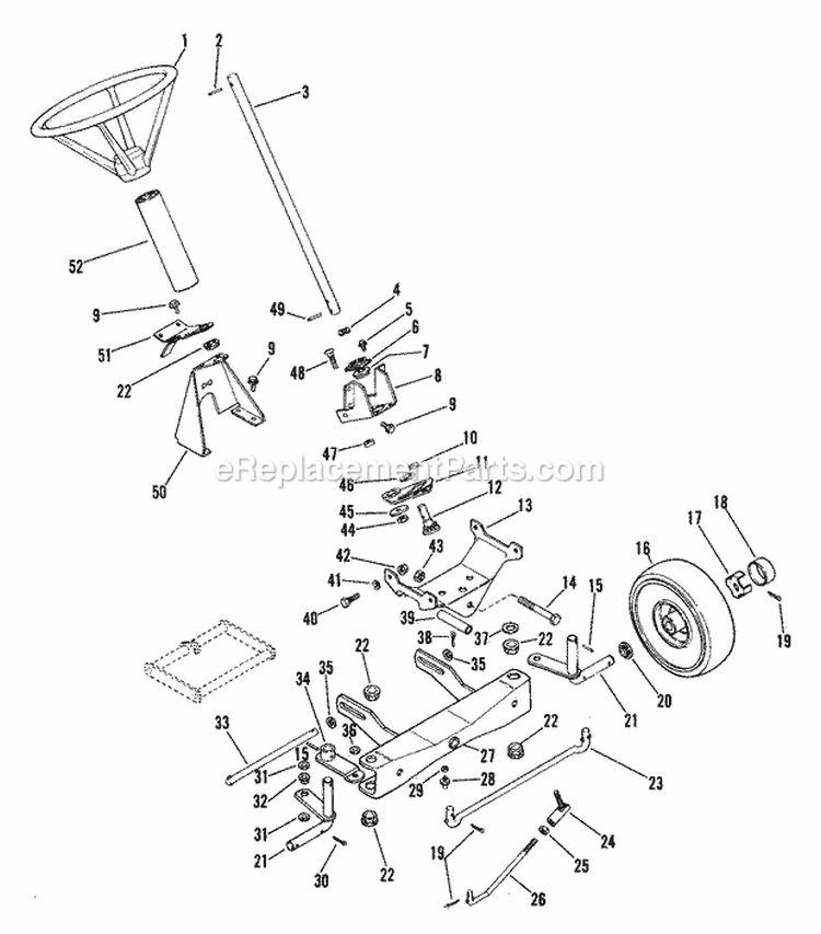 Steering Diagram and Parts List for 000101 Ariens Lawn Tractor
