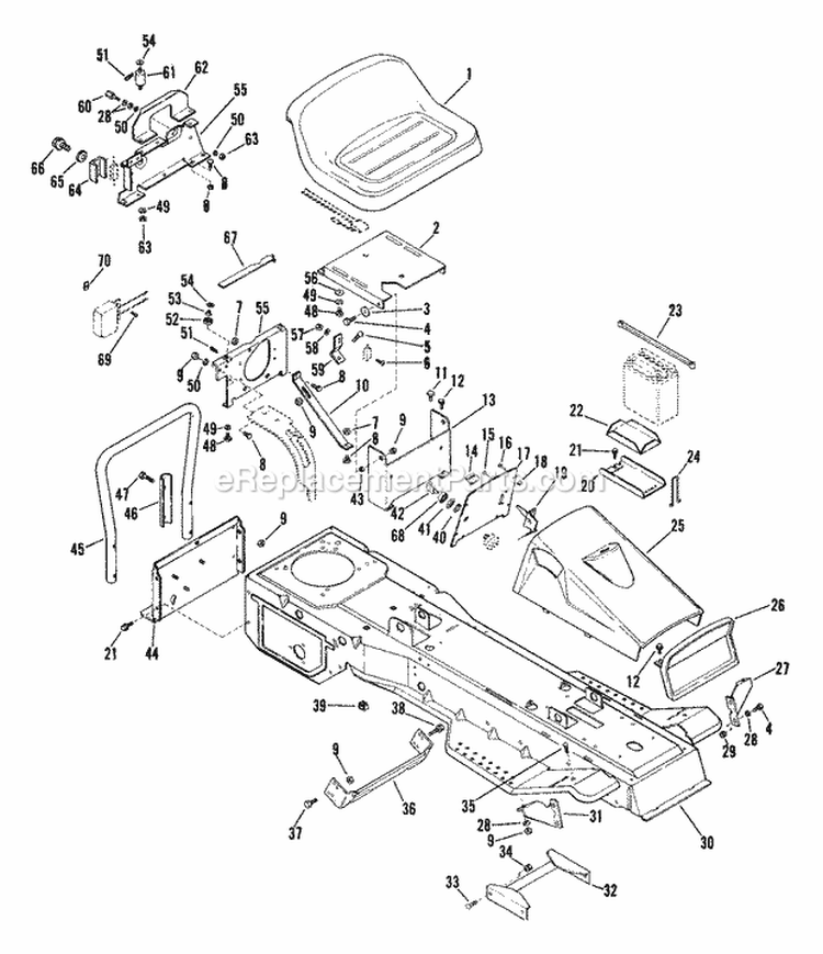 Frame And Seat Diagram and Parts List for 000101 Ariens Lawn Tractor