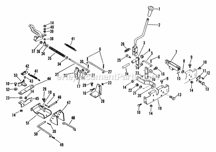 Mower Engagement Linkage Diagram and Parts List for 000101 Ariens Lawn Tractor