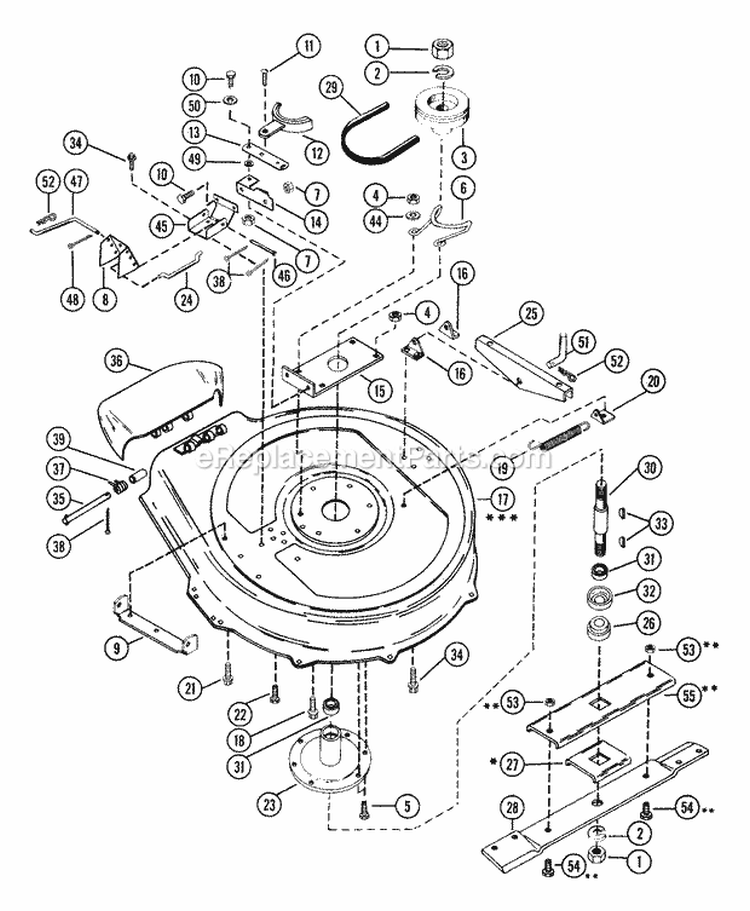 Mower 30" Diagram and Parts List for 000101 Ariens Lawn Tractor