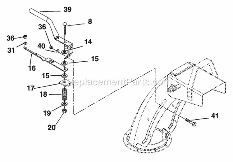 Discharge Chute Crank Diagram and Parts List for 000101 Ariens Snow Blower