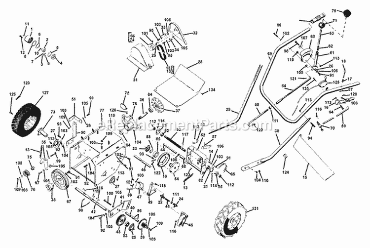 Tractor Parts Diagram and Parts List for 006001 Ariens Snow Blower